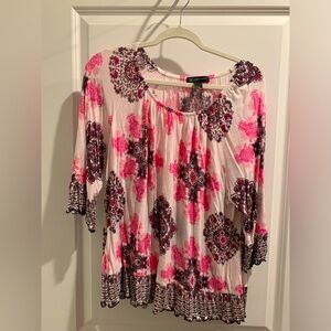 Beautiful pink & black peasant top